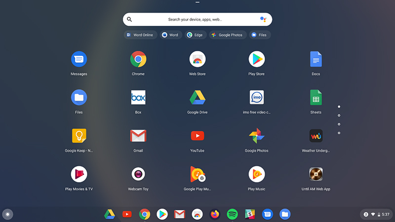 Giao diện của hệ điều hành Chrome OS