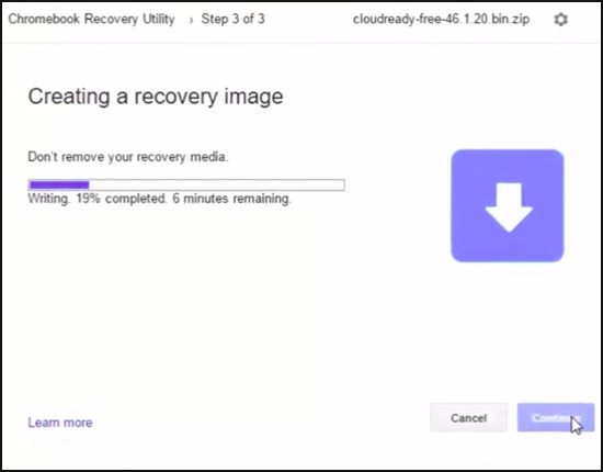 Tiện ích khôi phục dành cho Chromebook dành cho trình duyệt Chrome sẽ tự động cài bản Chrome OS vào USB