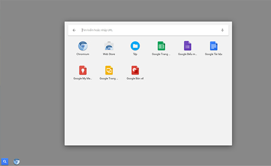 Màn hình chính của hệ điều hành Chrome OS