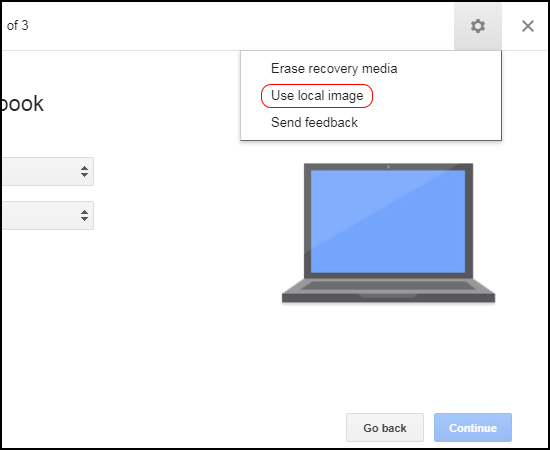 Kích chuột vào biểu tượng bánh răng và chọn Use local image.