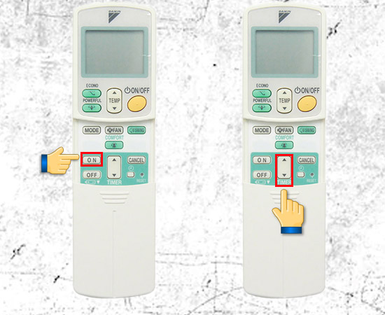 nhấn nút on timer và mũi tên