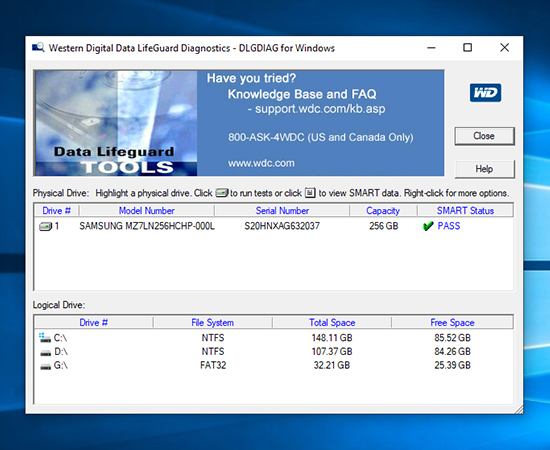 Phần mềm Data Lifeguard Diagnostic 