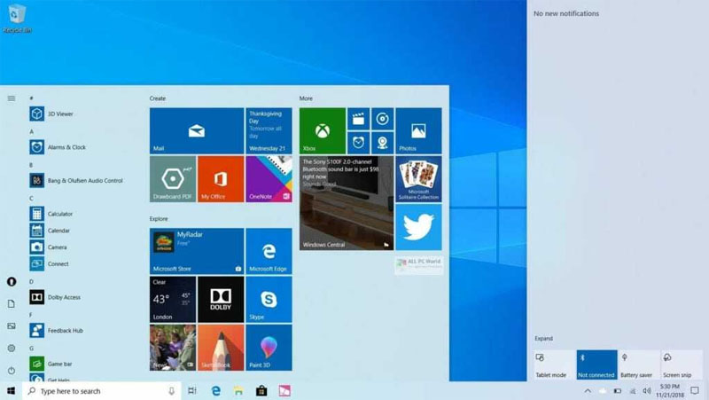 Giao diện tối giản của Windows 10 Lite