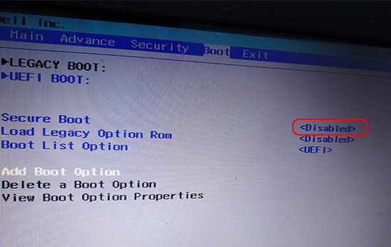 Dòng Secure Boot chọn Disabled để tắt