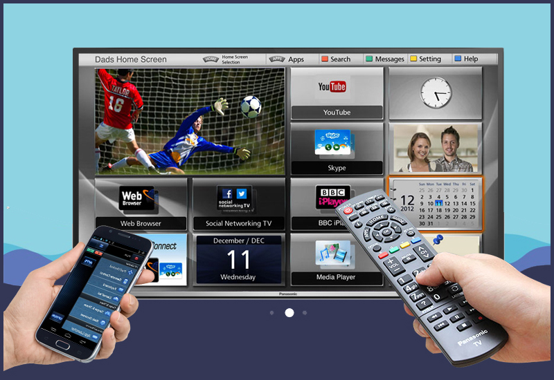 Điều khiển Smart tivi bằng remote hoặc qua điện thoại
