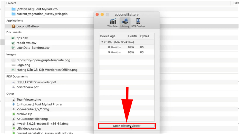 Chọn Open History Viewer