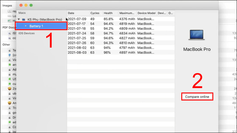 Vào Battery 1 và chọn Compare Online