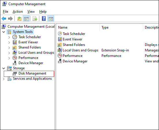 chọn Disk manager