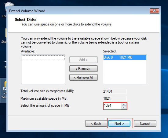 chọn dung lượng