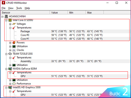 giao diện HWmonitor 