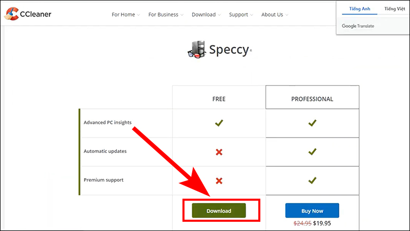  Tải phần mềm Speccy