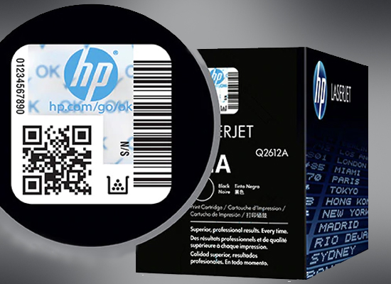 QR code on cartridge of HP genuine ink