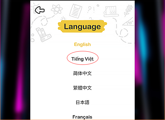 Chọn ngôn ngữ Tiếng Việt