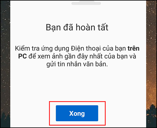 Kết nối hoàn tất.