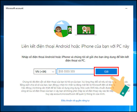 Nhập số điện thoại của bạn.