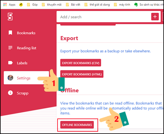 Cách đọc dấu trang bạn đã lưu ở chế độ offline