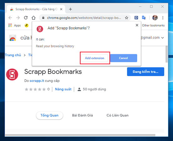 bạn hãy kích chọn Add extension để thêm tiện ích