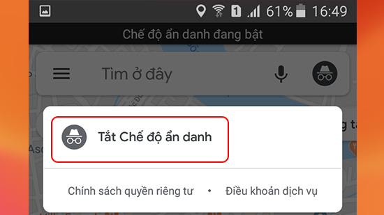 chọn tắt chế độ ẩn danh