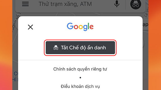 chọn tắt chế độ ẩn danh