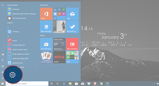 Chọn biểu tượng Settingss