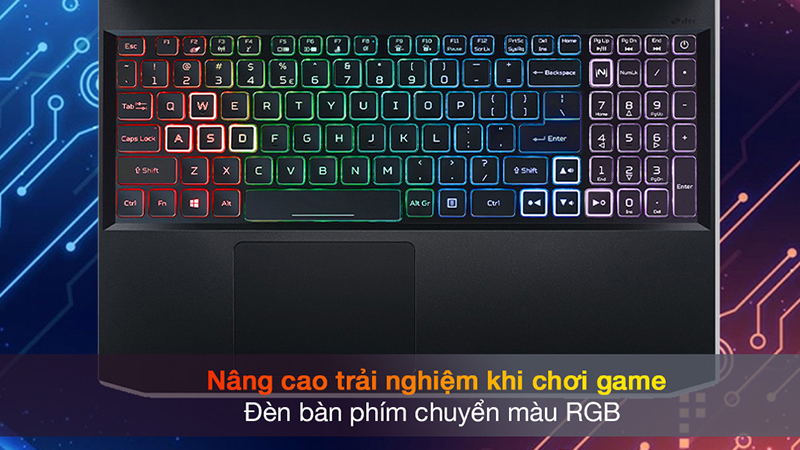 Laptop Acer Nitro sở hữu bàn phím nhạy, full size