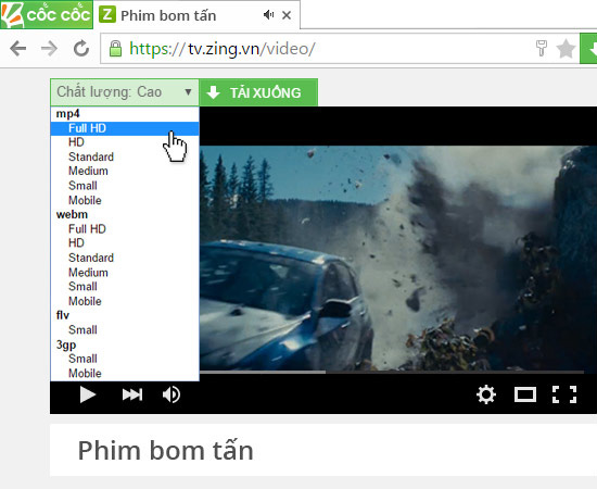 Tải Video Youtube bằng phần mềm Cốc Cốc