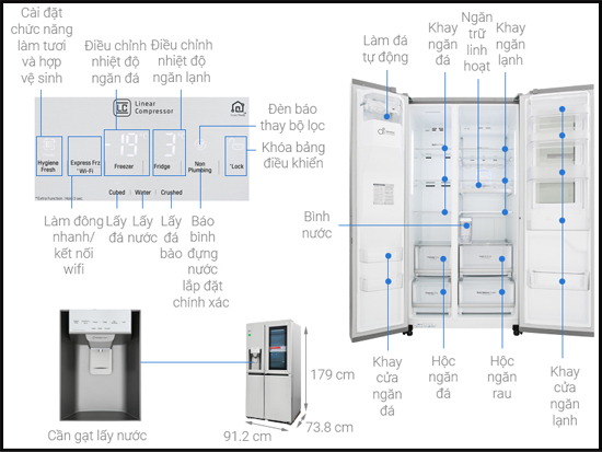 tủ lạnh LG Inverter InstaView Door-in-Door 601 lít GR-X247JS