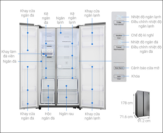 Samsung Inverter 647 lít RS62R5001M9/SV