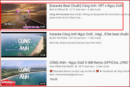 Chọn video có bài hát bạn muốn