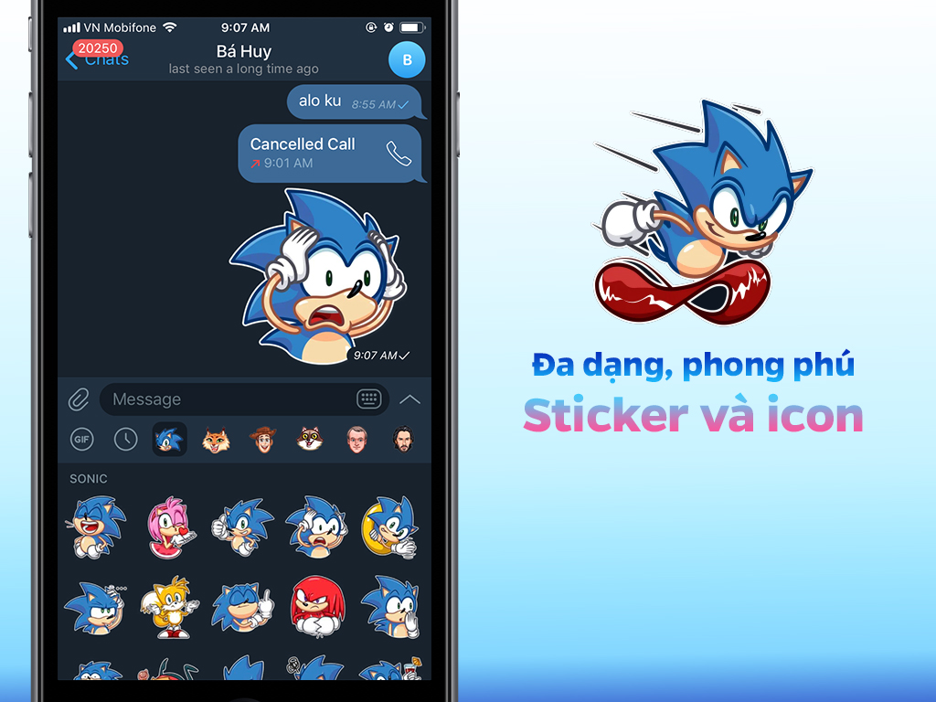 Đa dạng icon và sticker