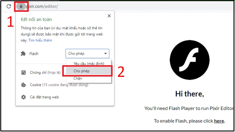 Cho phép Flash chạy chương trình