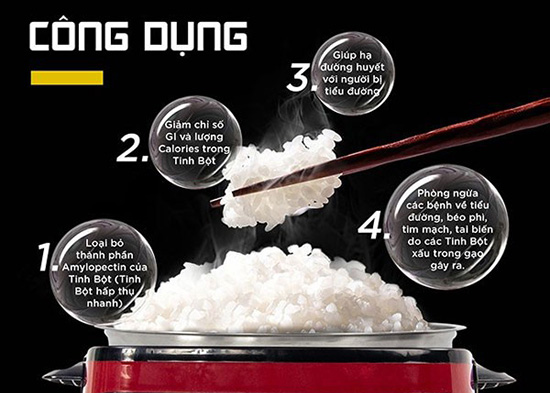 c&ocirc;ng dụng của nồi cơm điện t&aacute;ch đường