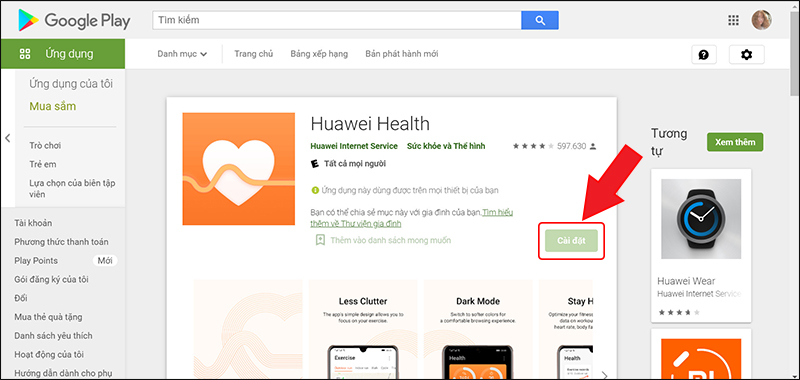 Tải, cài đặt ứng dụng Huawei Health