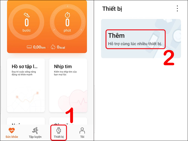 Thêm thiết bị trong ứng dụng Huawei Health