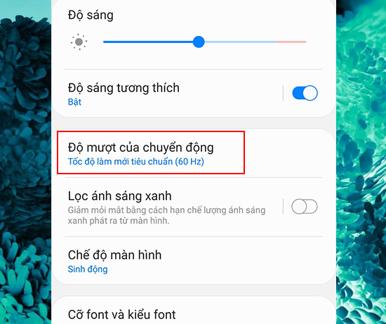 Chọn độ mượt màn hình