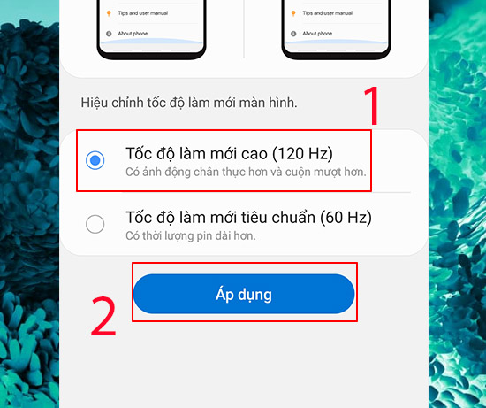Chọn tốc độ làm mới 120Hz