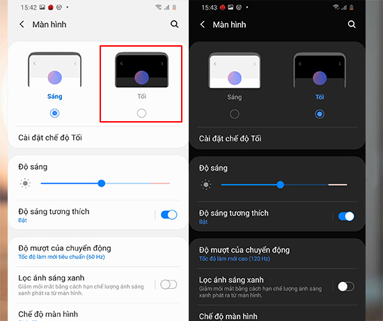 Chuyển sang chế độ Dark mode