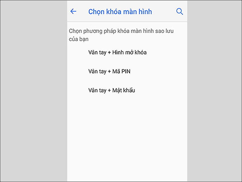 Chọn một trong ba loại mã khóa