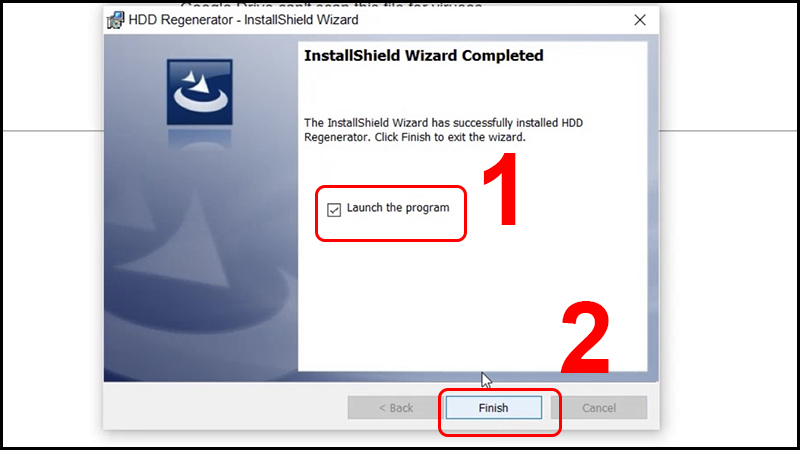 Hoàn tất cài đặt HDD Regenerator