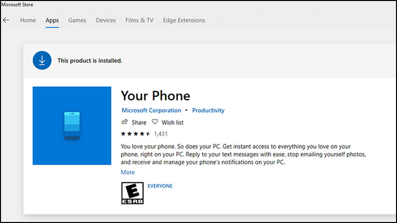 Tải và cài đặt phần mềm Your Phone trên Microsoft Store