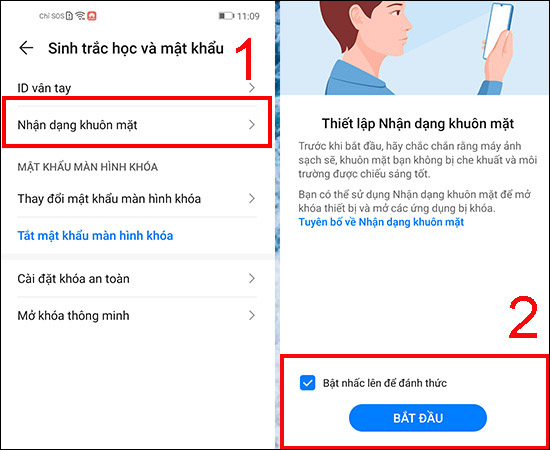 Thiết lập Nhận dạng khuôn mặt