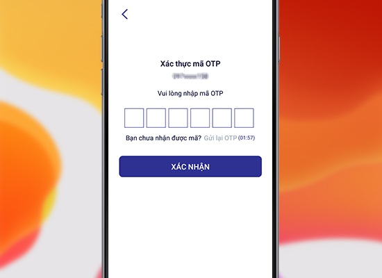Giao diện xác nhận mã OTP