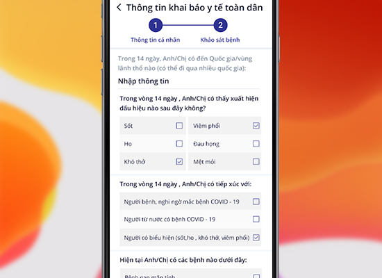 Giao diện mục khảo sát bệnh