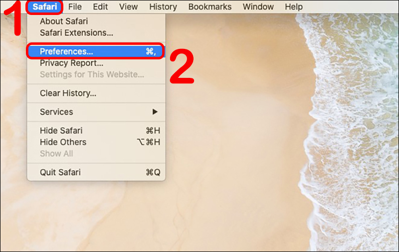 C&agrave;i đặt t&ugrave;y chọn Safari tr&ecirc;n MacBook