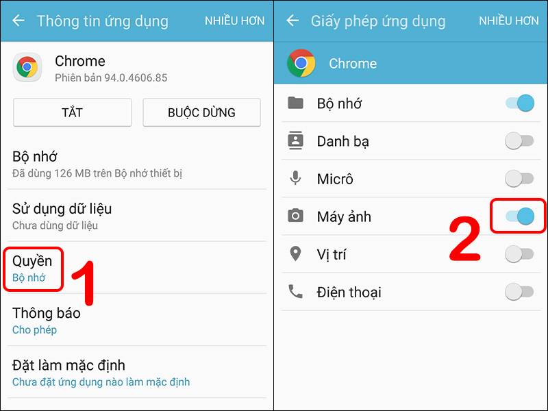 Cho ph&eacute;p Chrome truy cập m&aacute;y ảnh