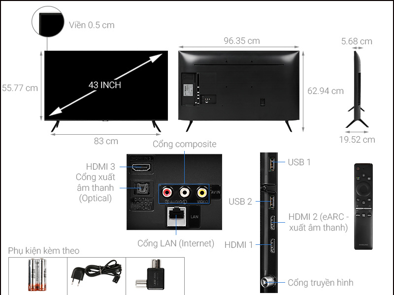 Smart Tivi QLED Samsung 4K 43 inch QA43Q60T