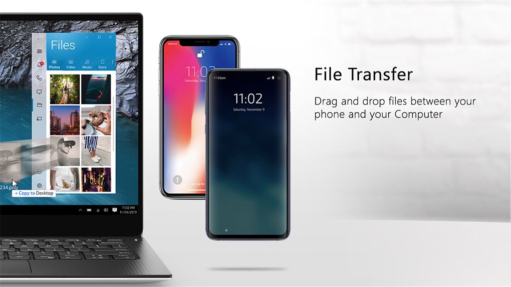 Dell Mobile Connect truyền dữ liệu từ điện thoại sang máy tính và từ máy tính sang điện thoại bằng cách kéo thả cực nhanh.