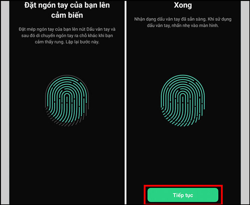 Hoàn tất thiết lập vân tay