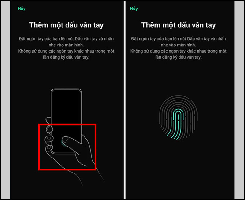 Tiến hành thêm vân tay