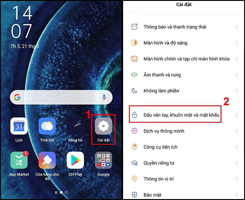 Truy cập C&agrave;i đặt